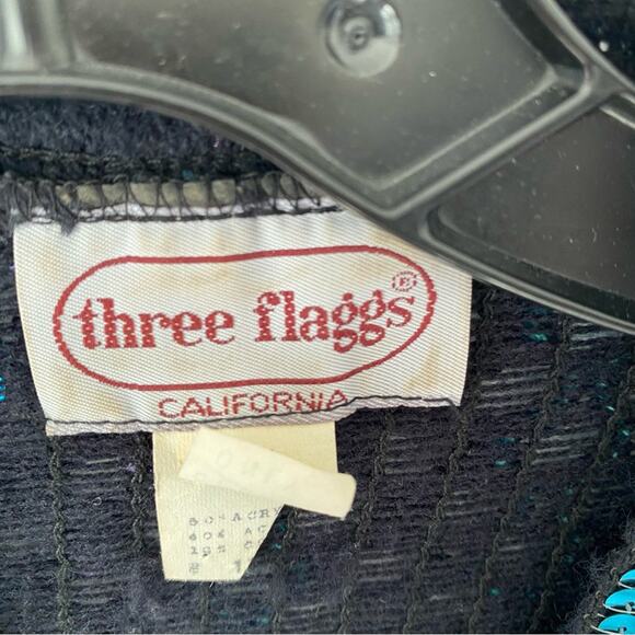 Three Flaggs California 70s Disco Sequin Jacket Blue Purple Black size large - Picture 6 of 8